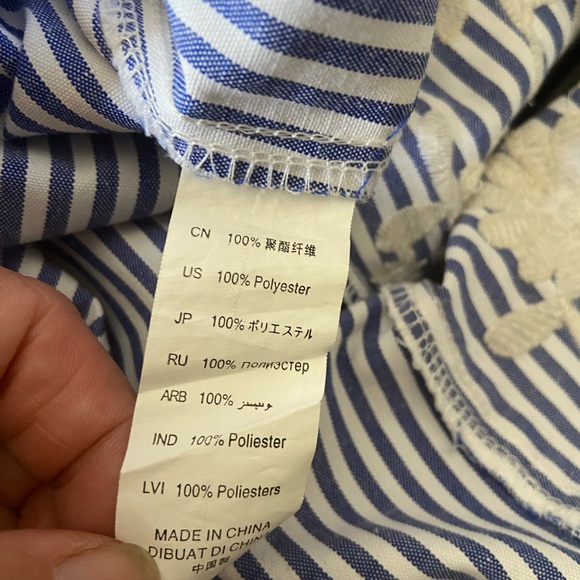 Beach Brach floral Embroidered Nautical Striped Spring Dress - Picture 6 of 7